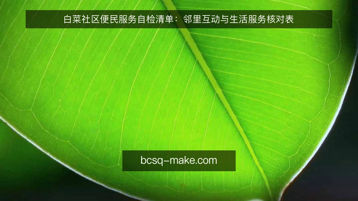 白菜社区便民服务自检清单：邻里互动与生活服务核对表